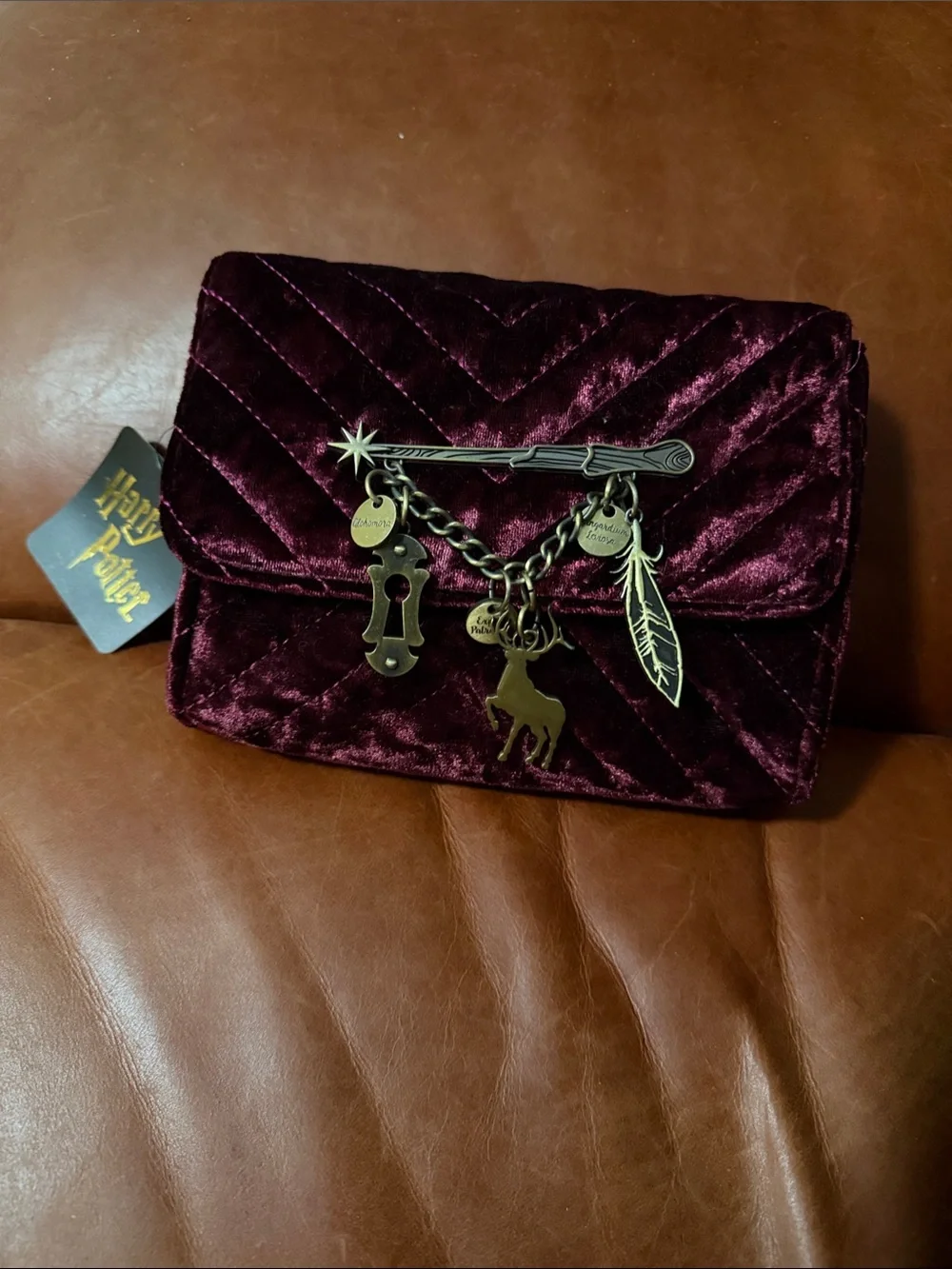 Burgundy Velvet Charm Purse- Harry Potter